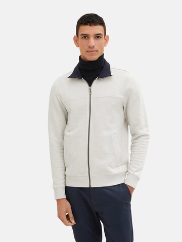 TOM TAILOR Zip-Up Hoodie in Grey: front