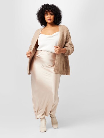 Vero Moda Curve Knit Cardigan 'Maybe' in Beige