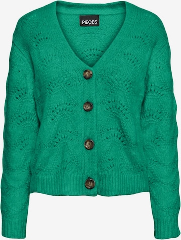 PIECES Knit Cardigan 'Bibbi' in Green: front