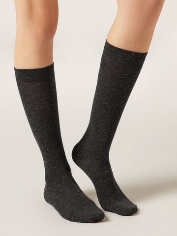 CALZEDONIA Knee High Socks in Black: front