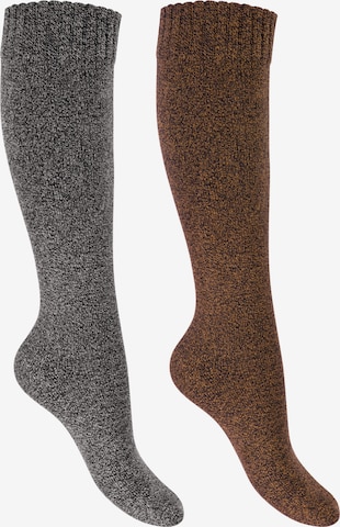 footstar Knee High Socks 'Winter Comfort' in Brown: front