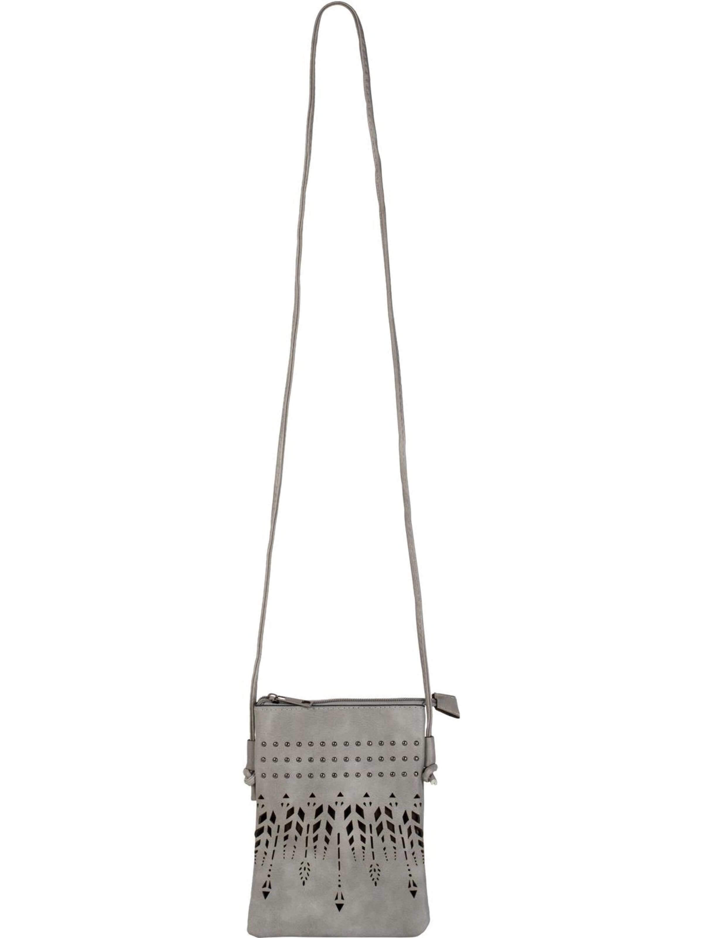 styleBREAKER Umhängetasche 'Mini Umhängetasche Ethno Cutout und Nieten'‌‌‌‌‌‌‌ in Grau: Vorderseite