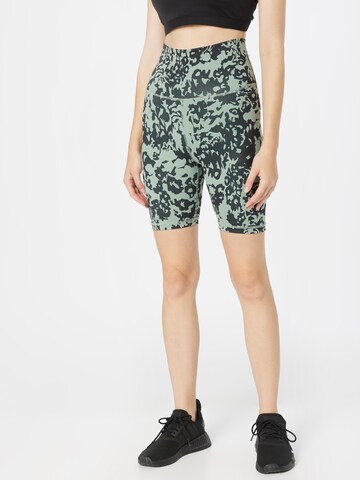 ADIDAS PERFORMANCE Skinny Spodnie sportowe 'Optime Stash Floral Print' w kolorze zielony: przód