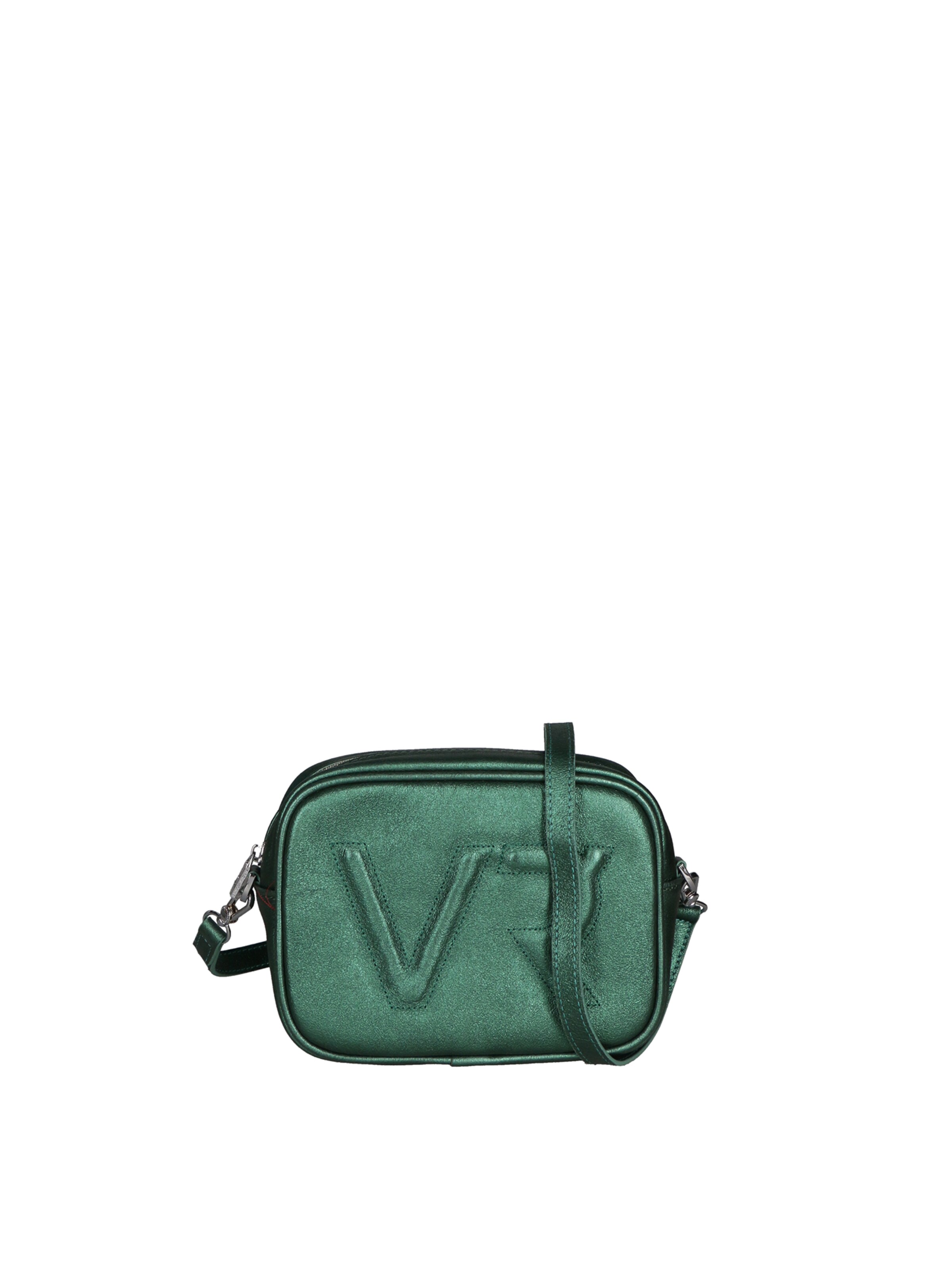 Borsa a tracolla 'Borsa a Tracolla Donna Pelle Laminata con Zip' di Virginia Rhinè in verde: frontale