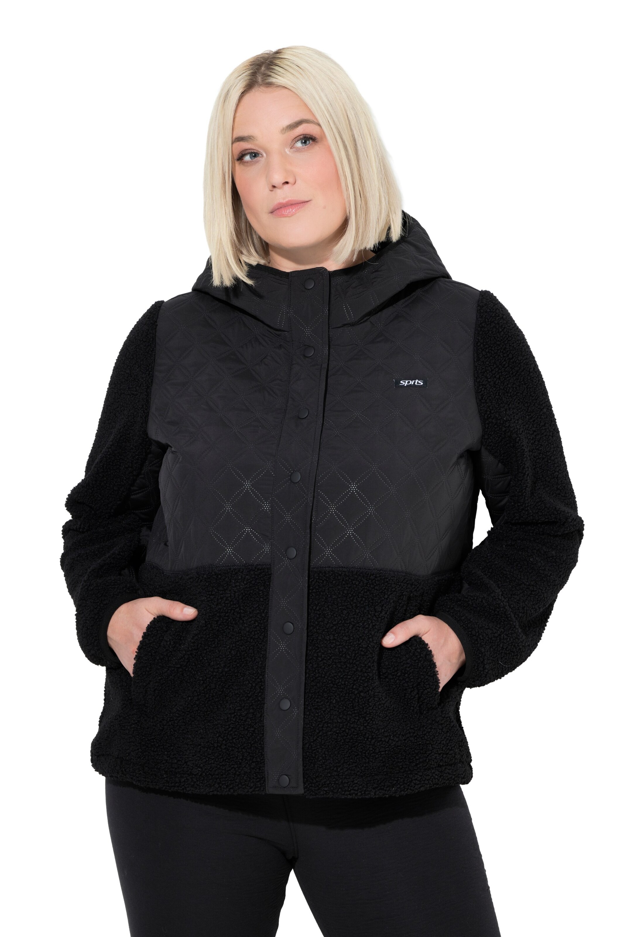 Ulla Popken Sweat jacket in Black: front