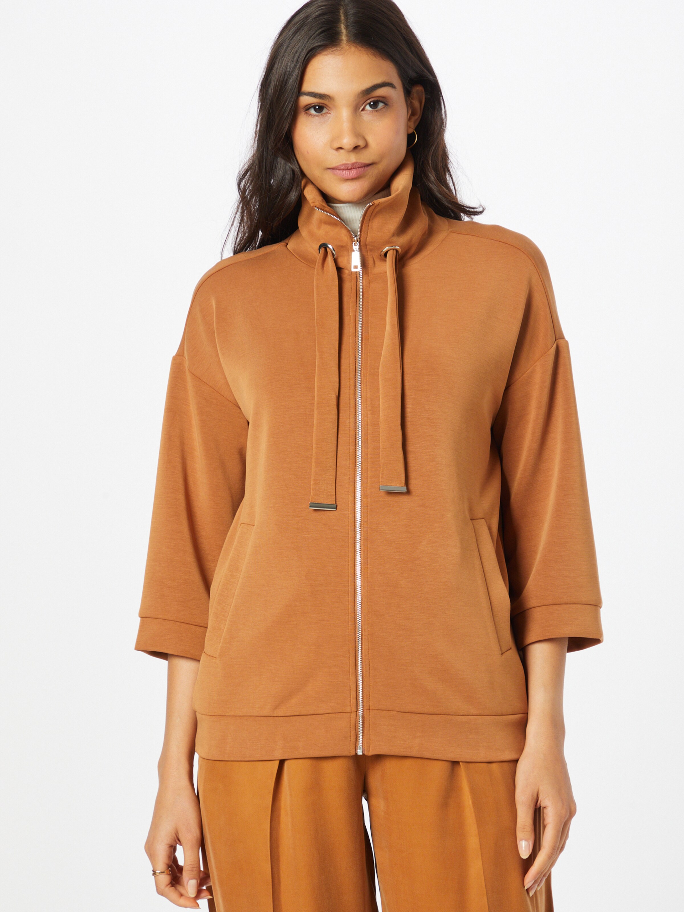 Frauen Große Größen COMMA Sweatjacke in Cognac - YR81855 Frauen Große Größen COMMA Sweatjacke in Cognac - YR81855