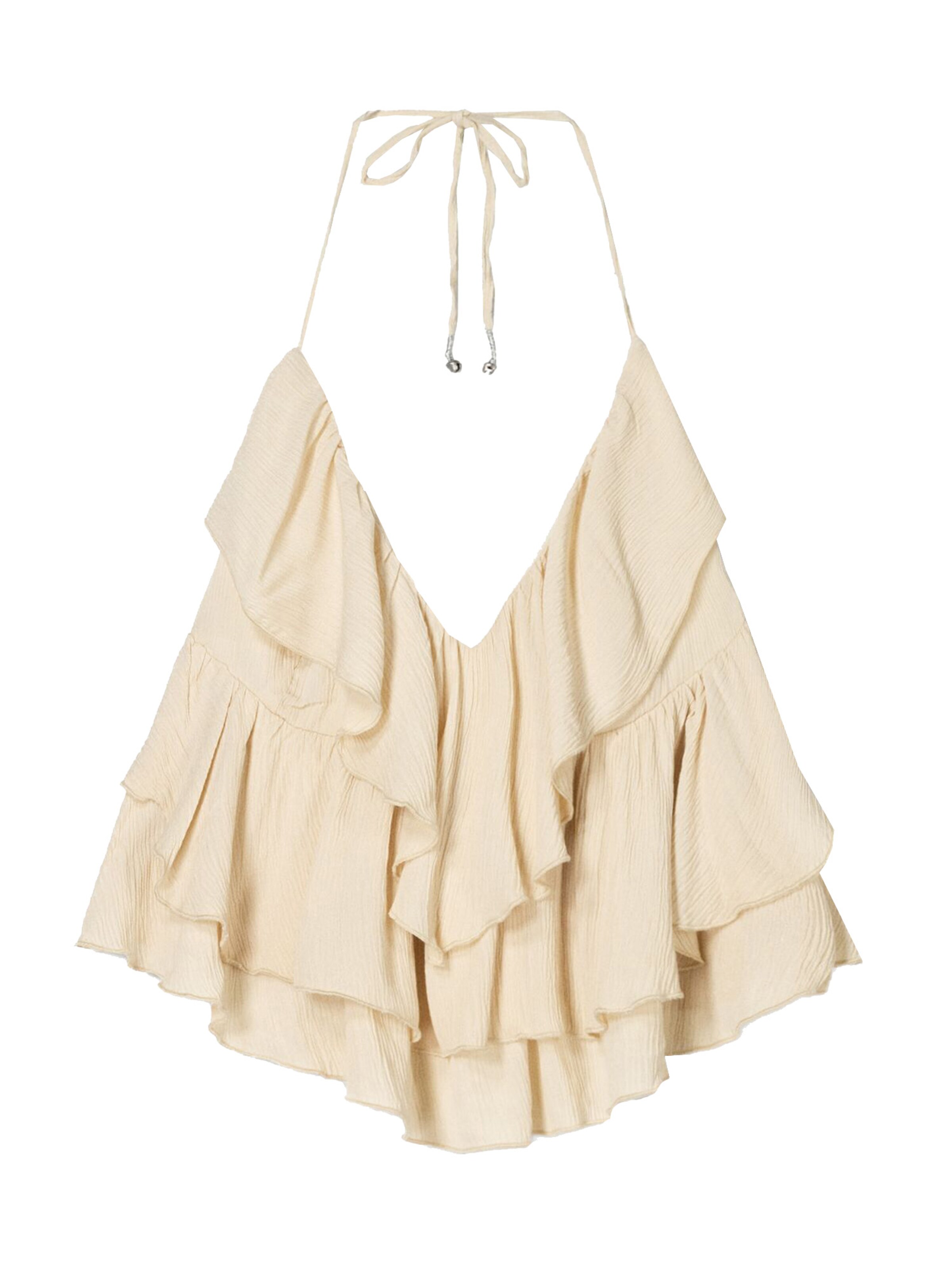 Bershka Топ в бежово: отпред