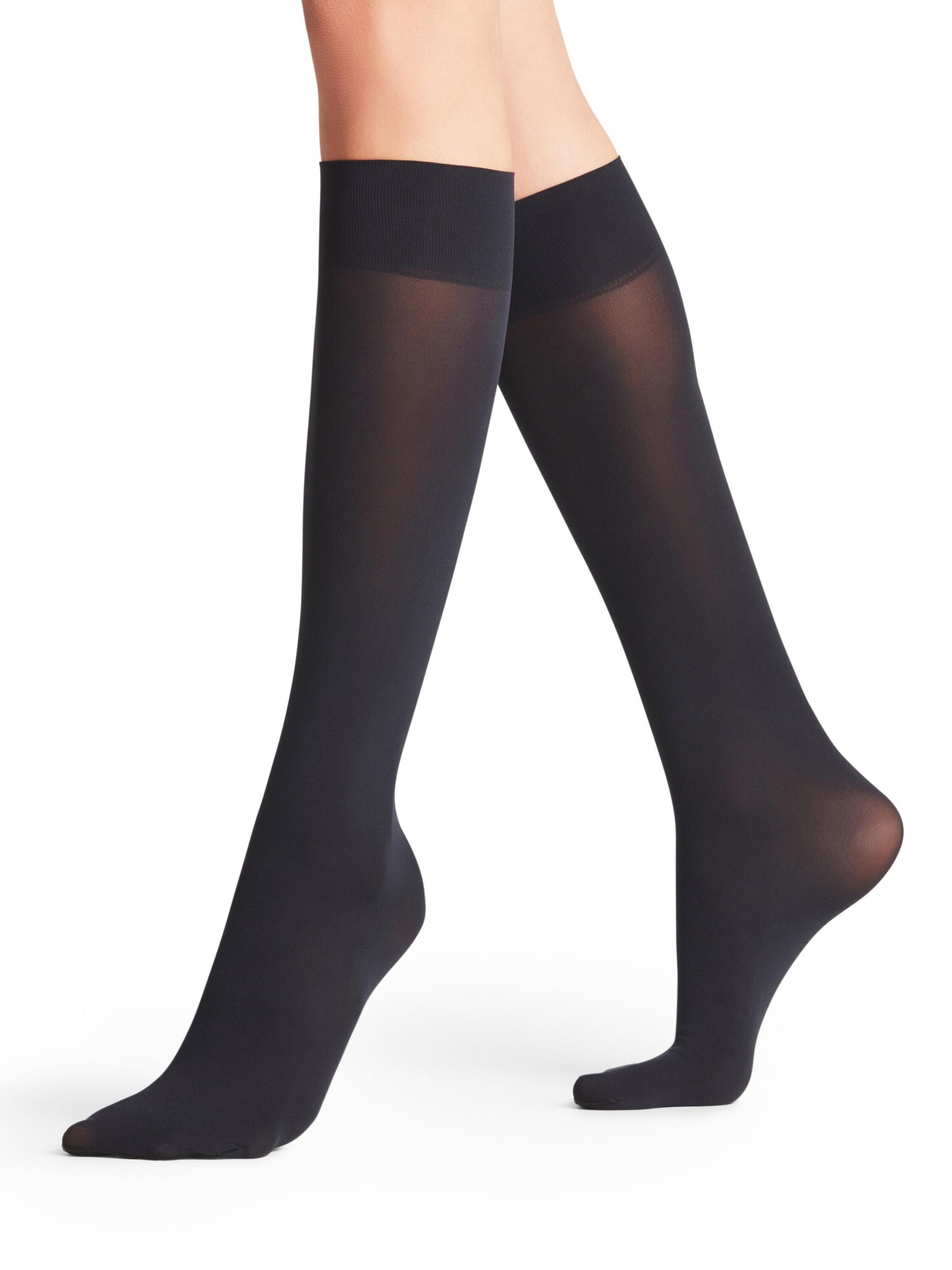 FALKE Over the Knee Socks 'Pure Matt' in Blue: front