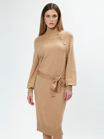 Influencer Knit dress in Beige: front