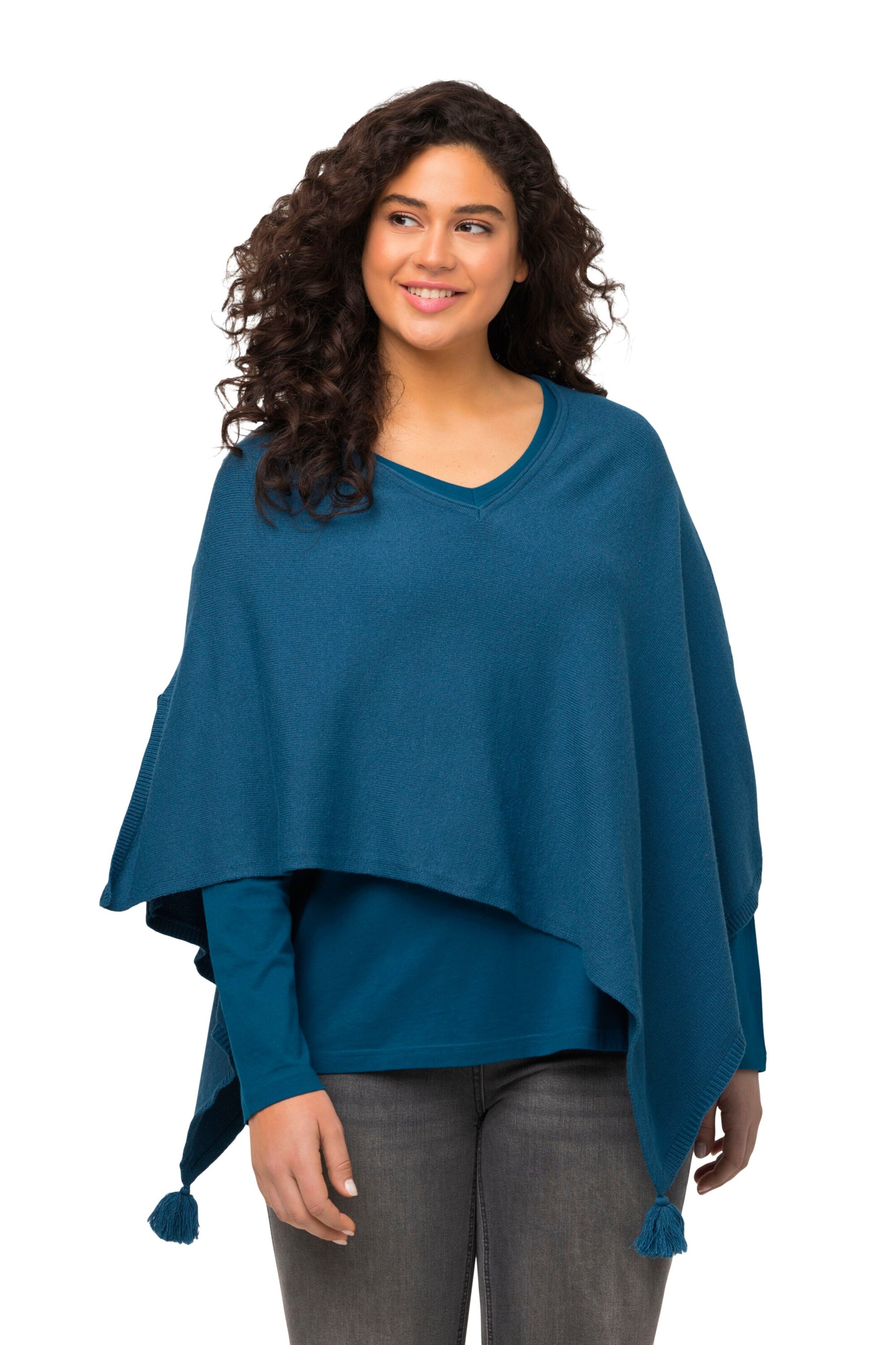 Ulla Popken Cape in Blauw: voorkant