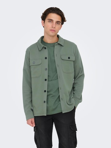 Only & Sons Средняя посадка Рубашка 'New Kodyl' в Зеленый: спереди