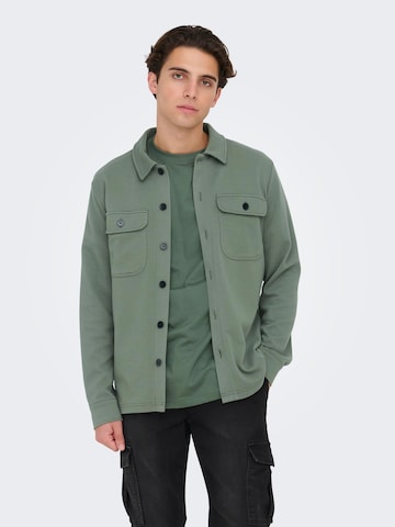 Only & Sons Comfort fit Button Up Shirt 'New Kodyl' in Green: front