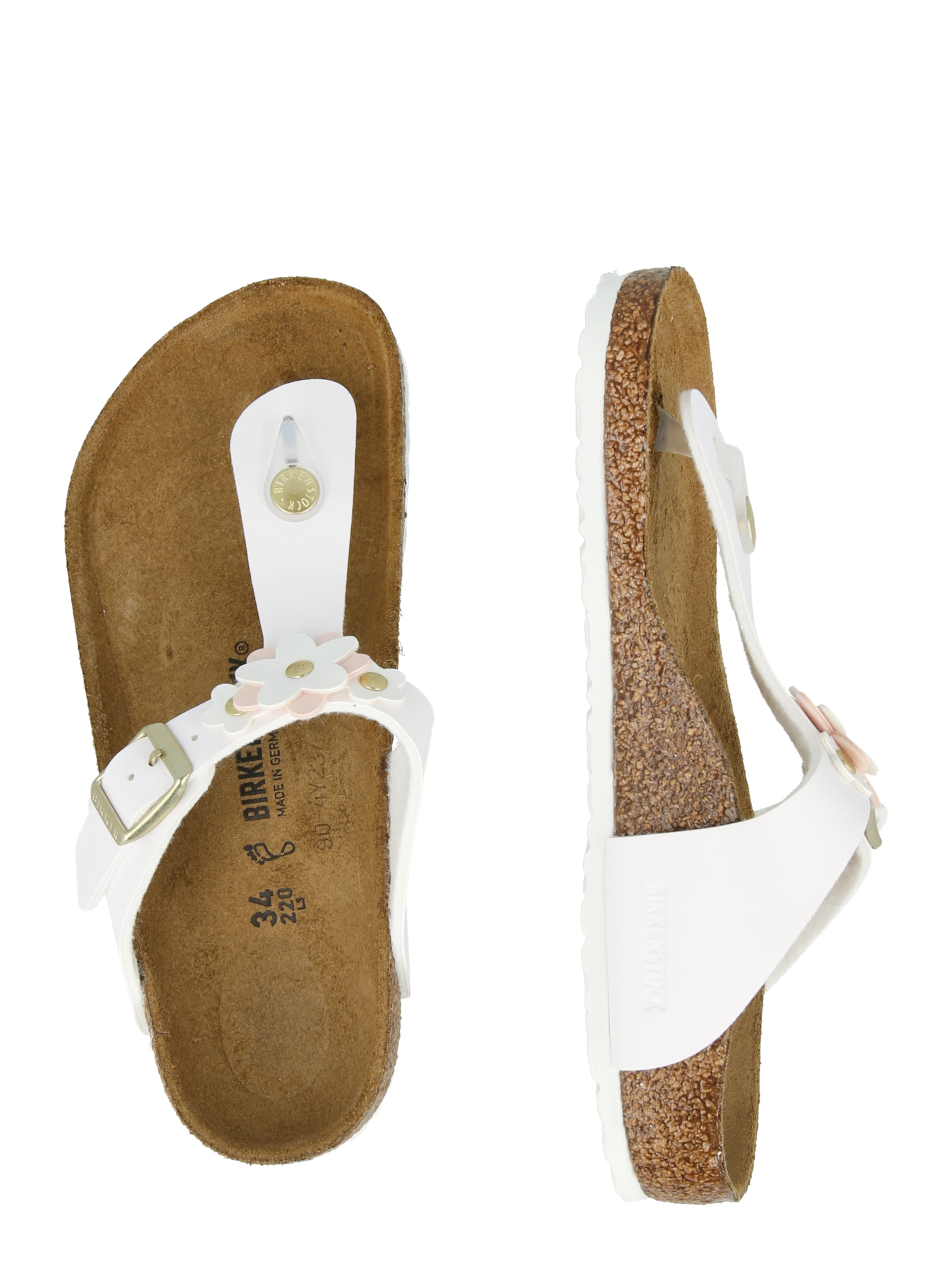 Sandale 'Gizeh Flowers' de la BIRKENSTOCK pe alb