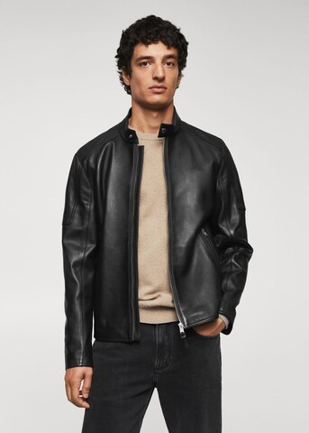 MANGO MAN Between-Season Jacket 'Cuir' in Black: front