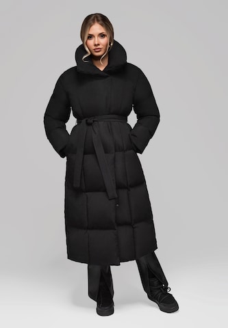 Ombre Wintermantel 'Jalj' in Schwarz: Vorderseite