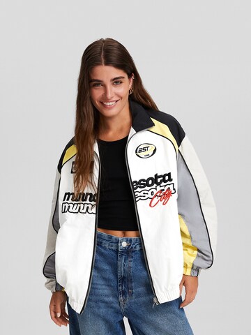 Bershka Between-Season Jacket in White: front