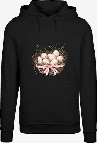 F4NT4STIC Sweatshirt 'Osterei Nest Korb Dekor' in Schwarz: Vorderseite