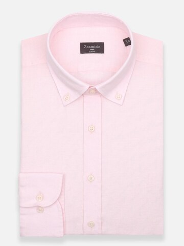 Slim fit Camicia business 'Leonardo Linen Man Shirt' di 7Camicie in rosa