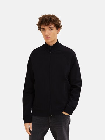 TOM TAILOR DENIM Sweat jacket in Black: front