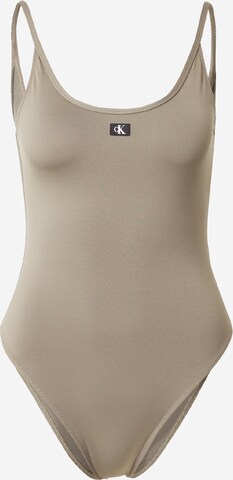 Calvin Klein Swimwear T-shirt Badpak in Groen: voorkant