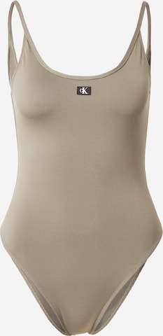 Calvin Klein Swimwear T-Shirt Enodelne kopalke | zelena barva: sprednja stran