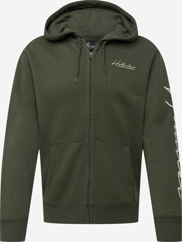 HOLLISTER Zip-Up Hoodie in Green: front