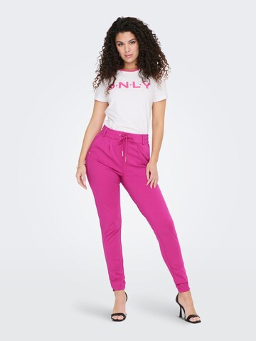 ONLY Slimfit Kalhoty se sklady v pase 'Poptrash' – pink