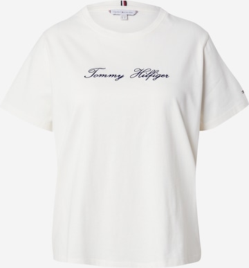 Tricou de la Tommy Hilfiger Curve pe alb: față