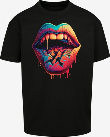 T-Shirt 'Drooling Lips' F4NT4STIC en noir : devant