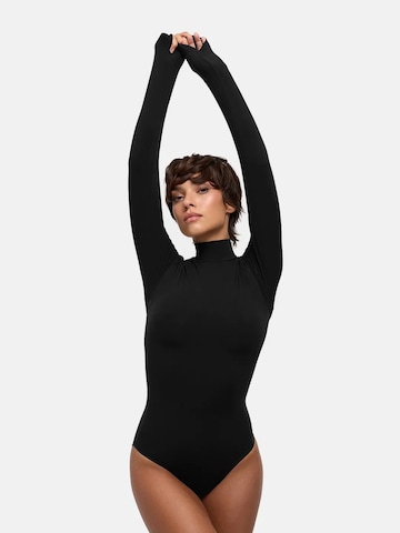 cfab - Body moldeador 'Clean Longsleeve Turtleneck Sculpting Bodysuit with String' en negro