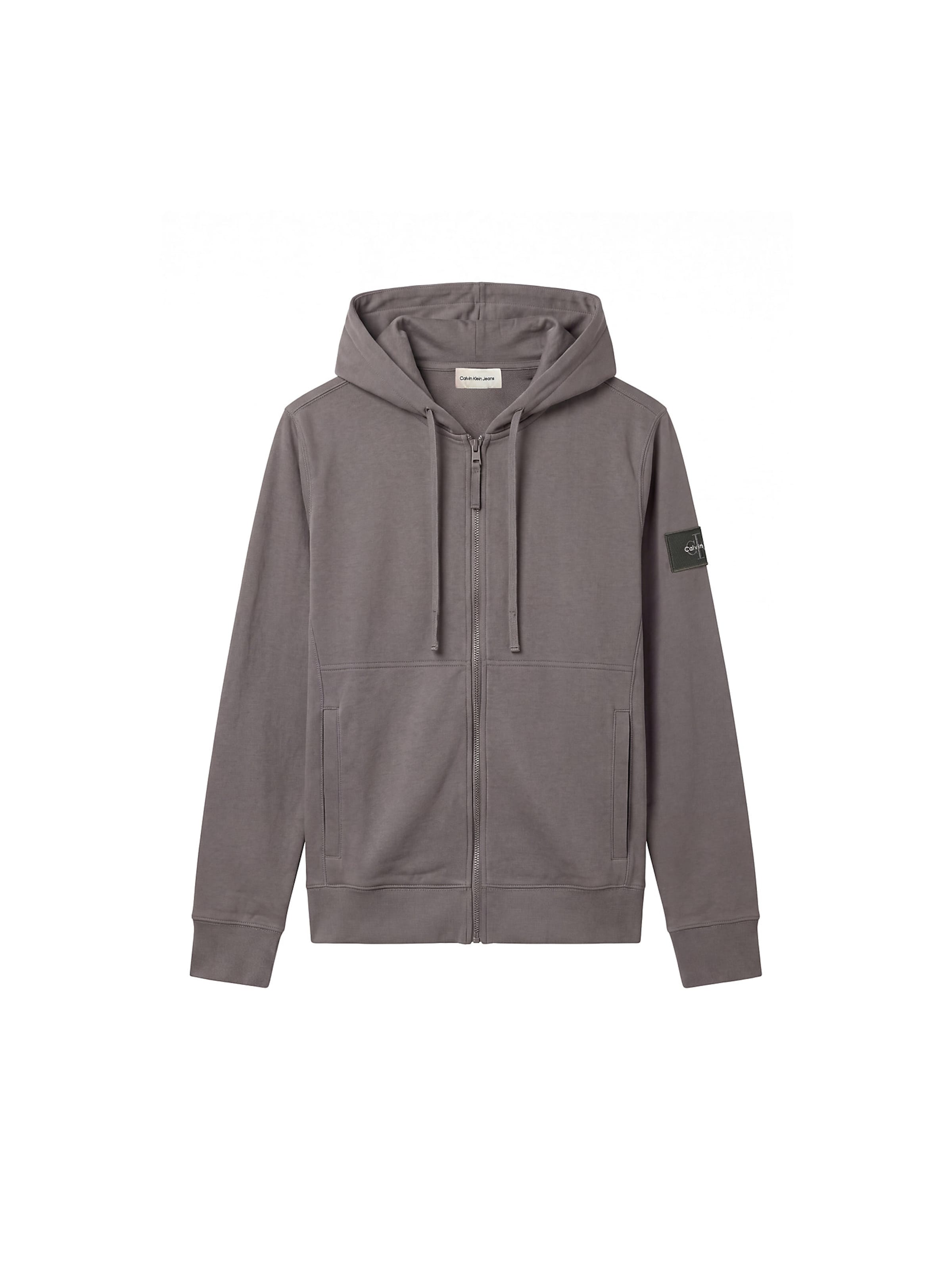 Calvin Klein Jeans Zip-Up Hoodie in Grey: front