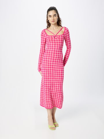 Robes en maille Warehouse en rose : devant