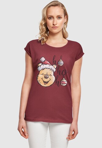 ABSOLUTE CULT T-Shirt 'Winnie The Pooh - Ho Ho Ho Baubles' in Rot: predná strana