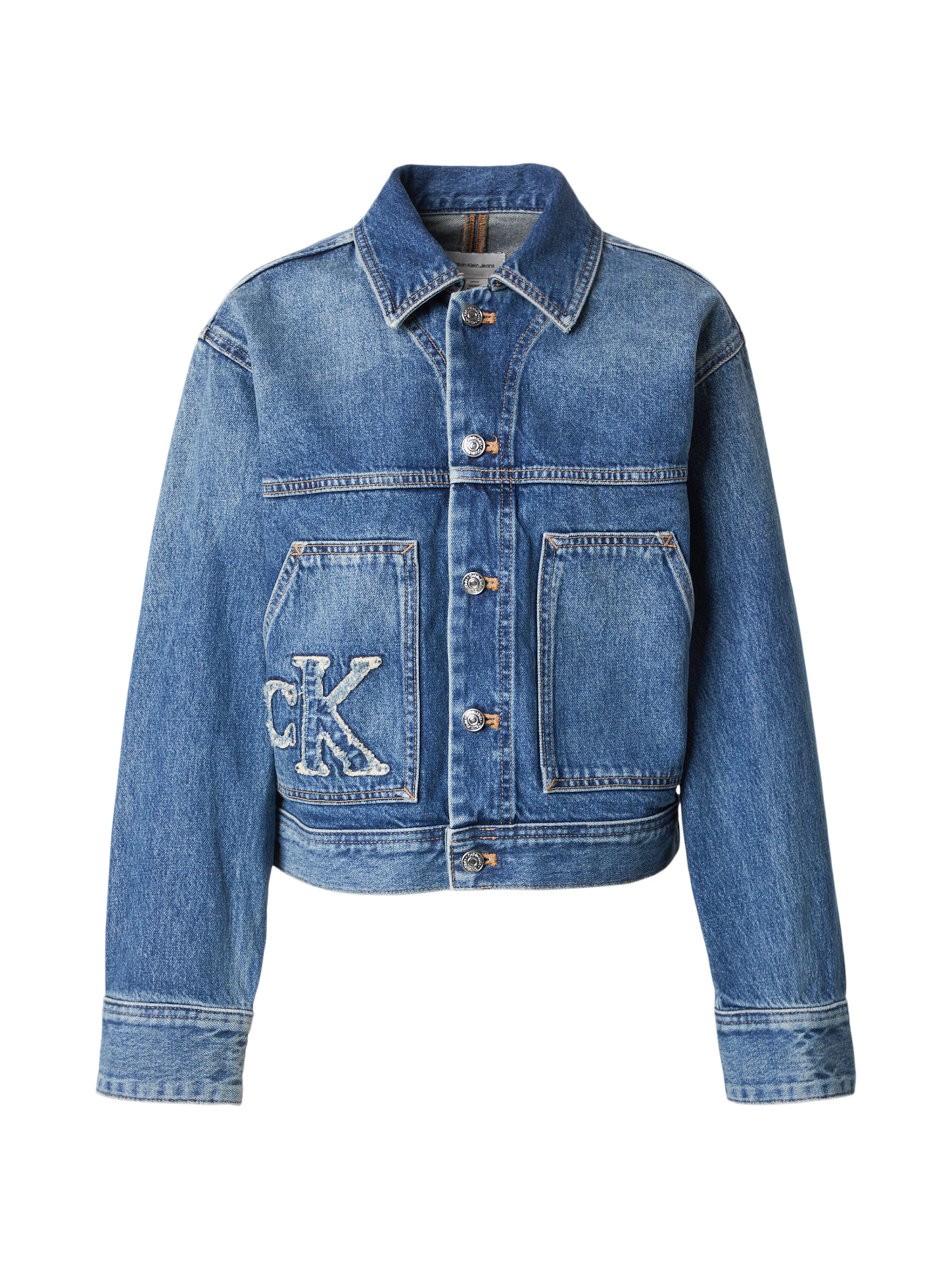 Calvin Klein Jeans Φθινοπωρινό και ανοιξιάτικο μπουφάν σε μπλε: μπροστά