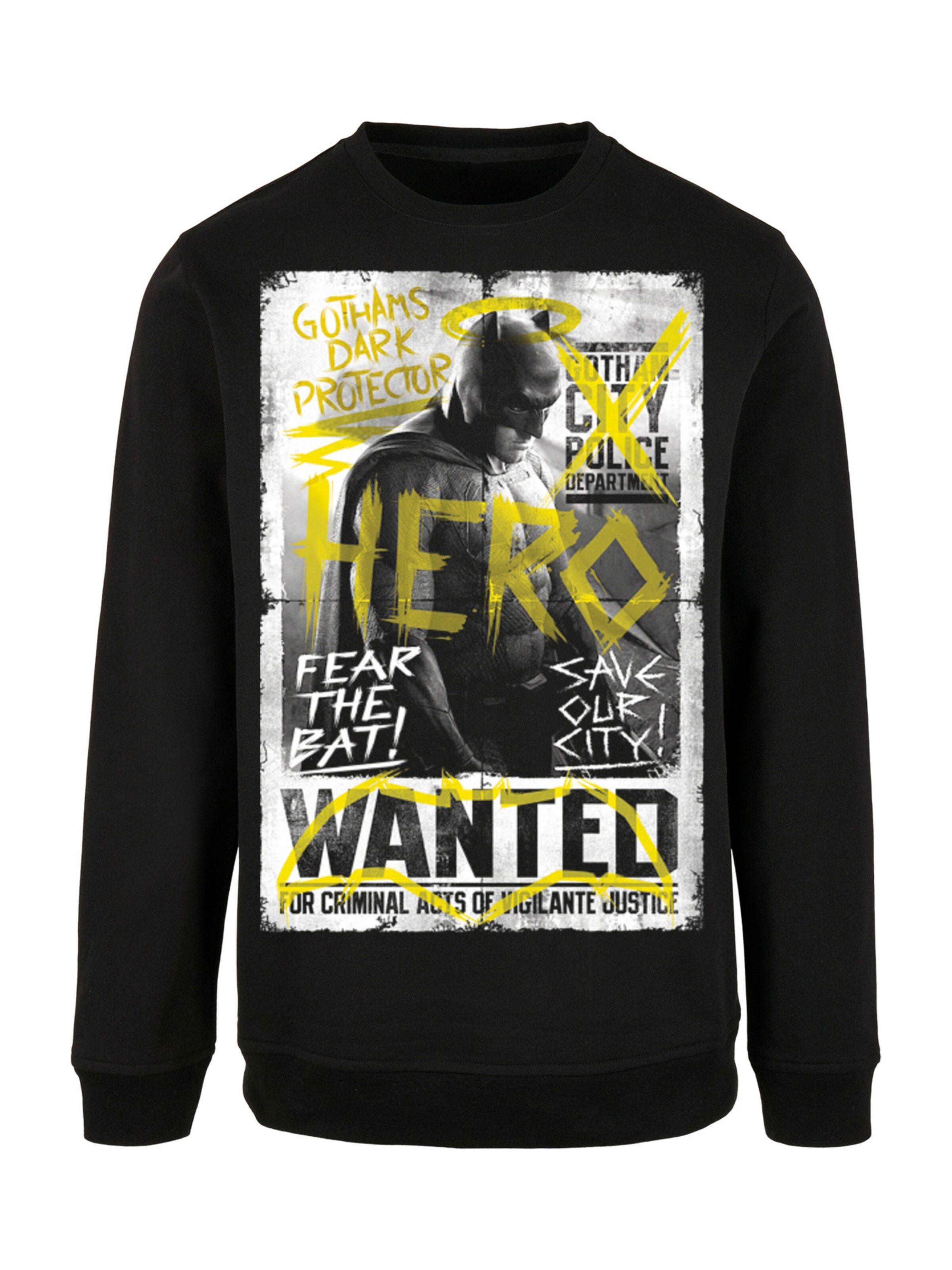 Sweat-shirt 'Batman v Superman Wanted Poster' F4NT4STIC en noir : devant
