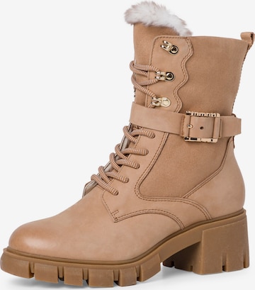 TAMARIS Lace-Up Ankle Boots in Beige: front