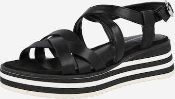 TOM TAILOR Strap Sandals in Black: front