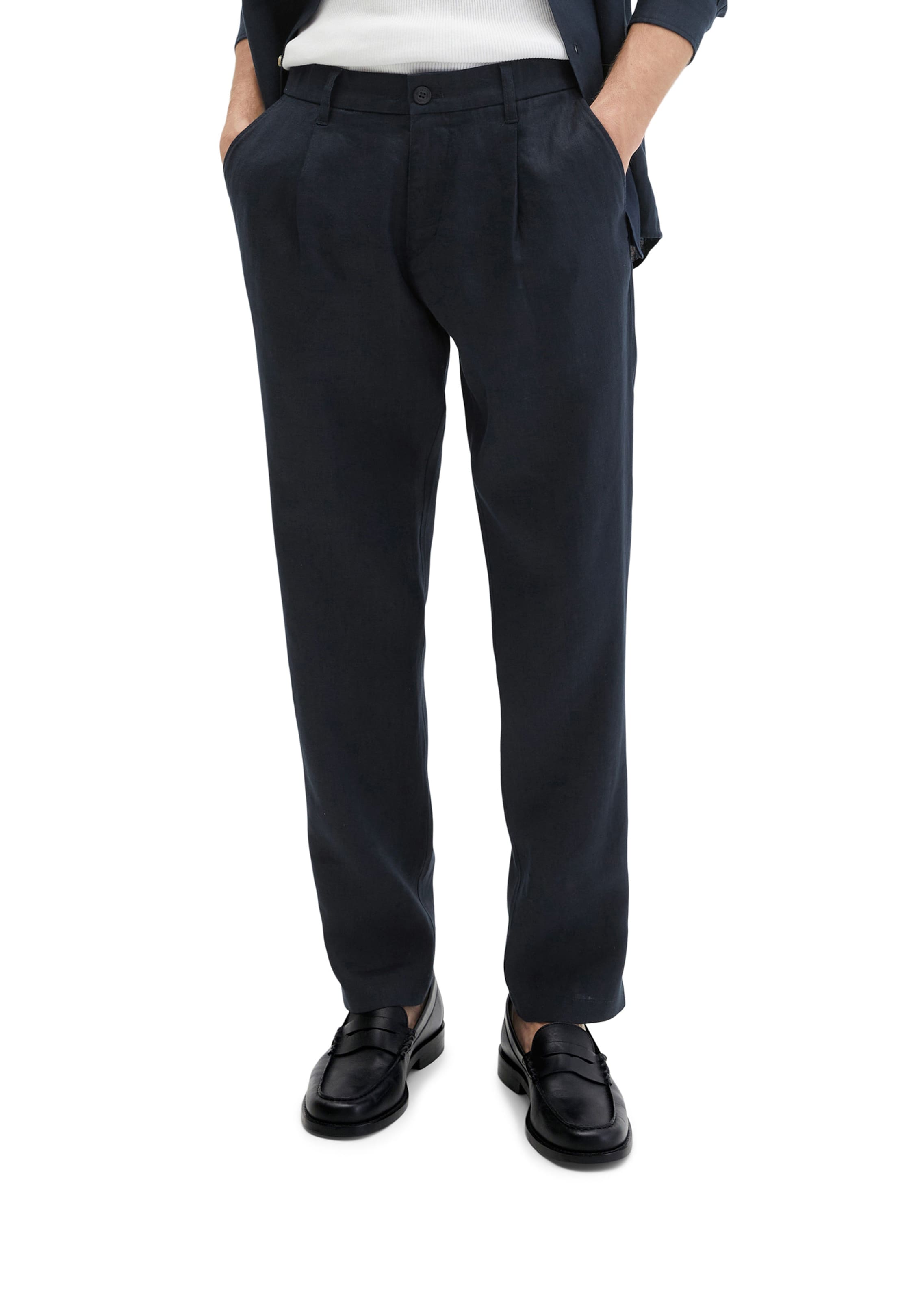 Marc O'Polo Tapered Pleat-front trousers 'Osby' in Blue: front