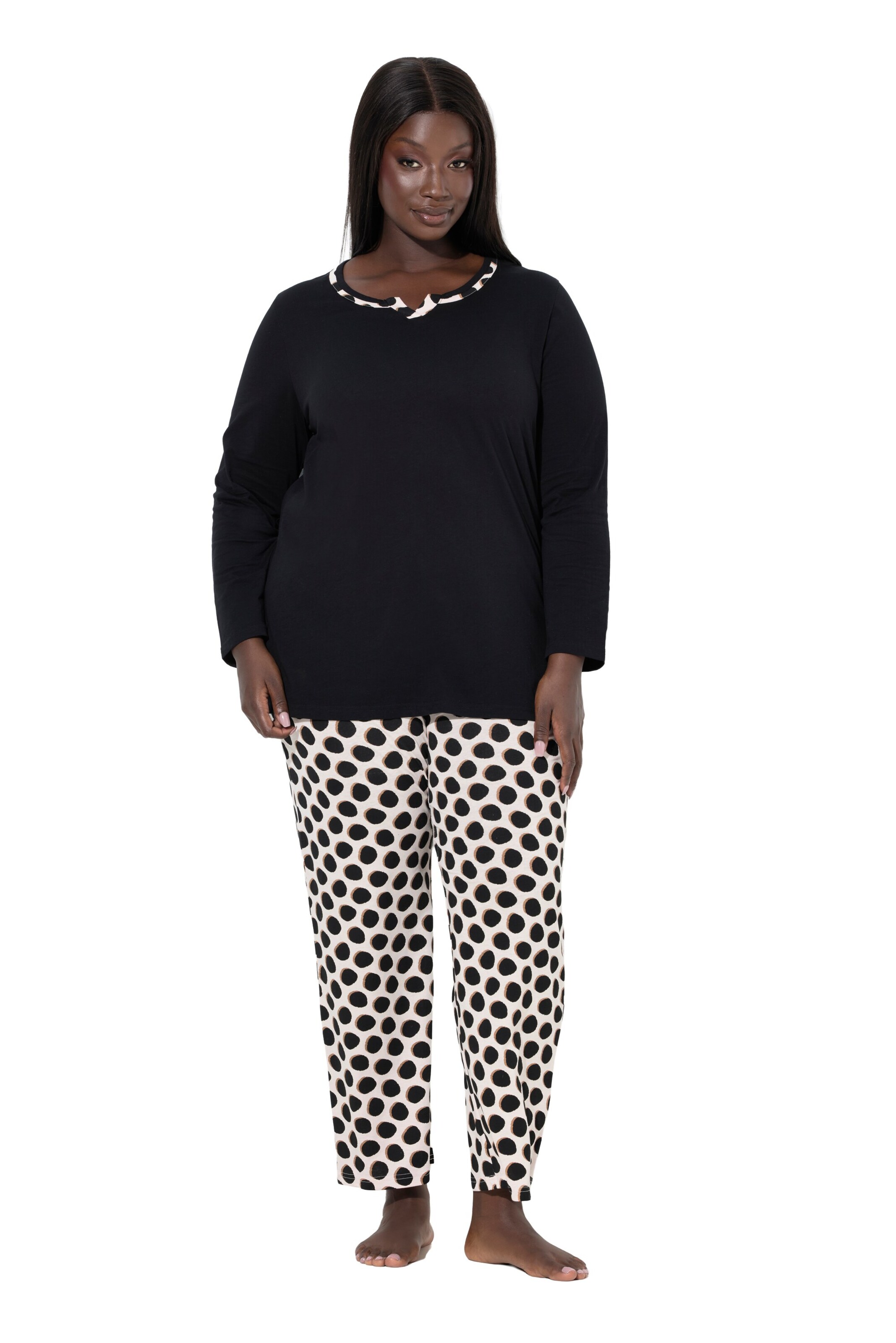 Ulla Popken Pyjamabroek in Zwart: voorkant