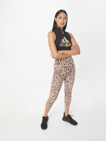 ADIDAS PERFORMANCESkinny Sportske hlače 'Studio Clash Print' - roza boja