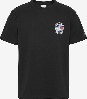 Tommy Jeans Shirt 'Together  World Peace' in Black: front