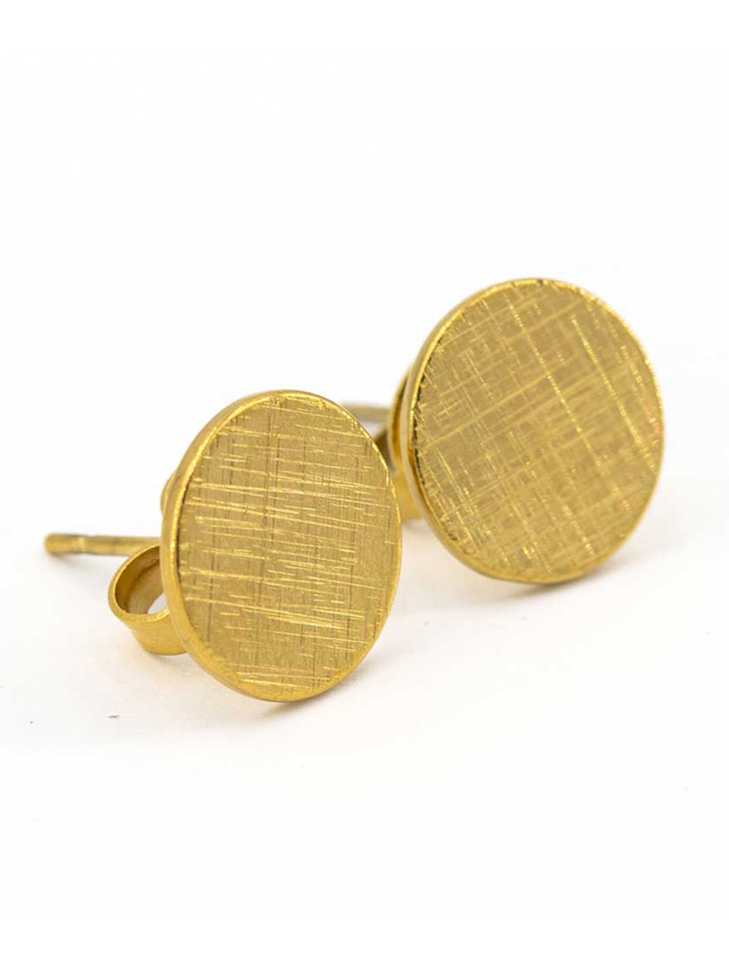 Sergio Engel Ohrringe 'Pura Ohrring 07 Edelstahl-Ohrstecker mit gekratzter Oberfläche, 3 Farben'‌‌‌‌‌‌‌‌ in Gold: Vorderseite