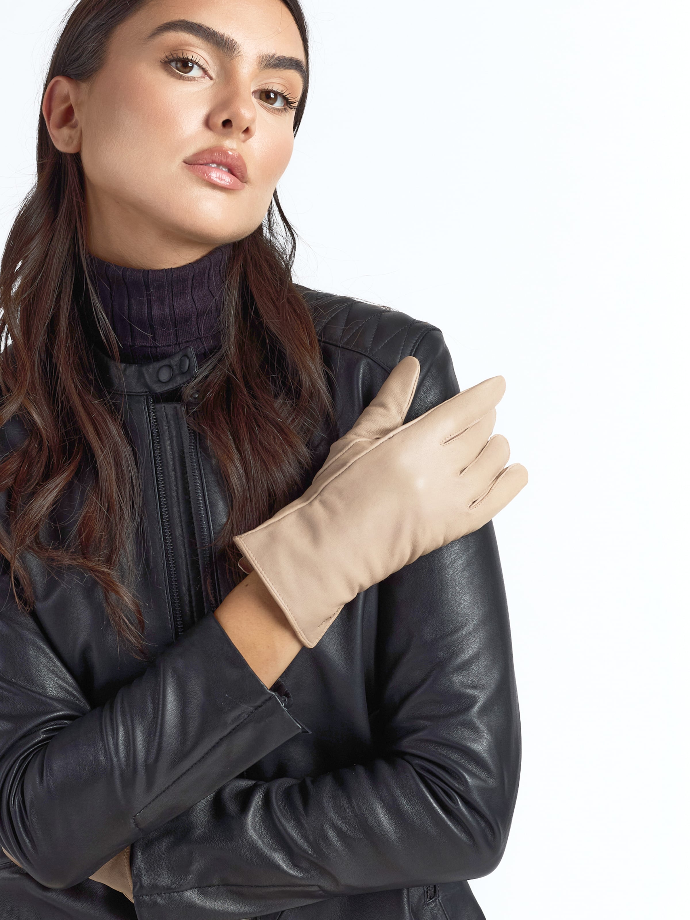 Maze Vingerhandschoenen in Beige: voorkant