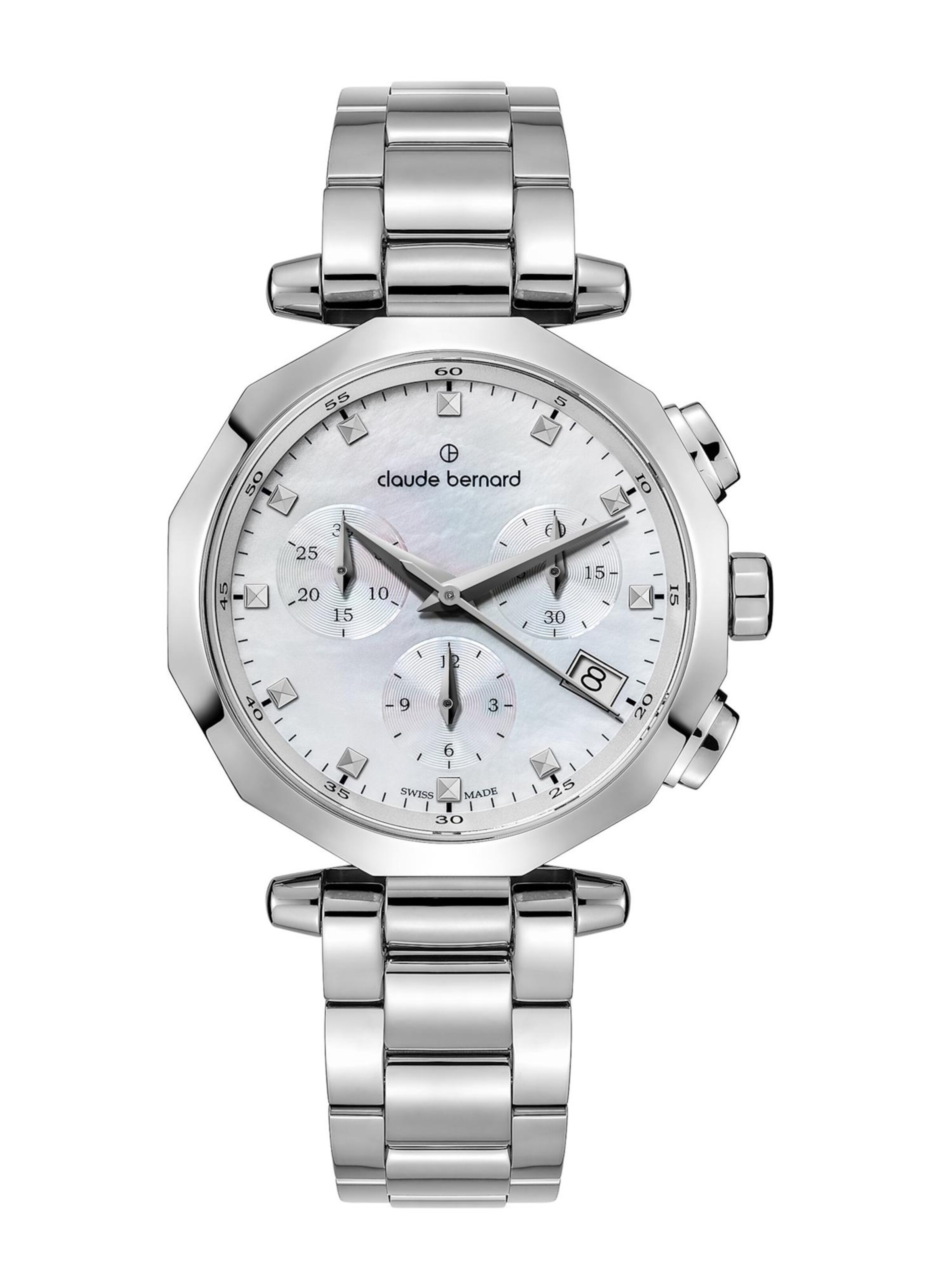 Claude Bernard Analoguhr 'Dress Code Chronograph'‌‌‌‌‌‌‌‌‌‌ in Weiß: Vorderseite