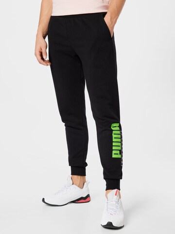 PUMA Tapered Sportbroek 'POWER' in Zwart: voorkant