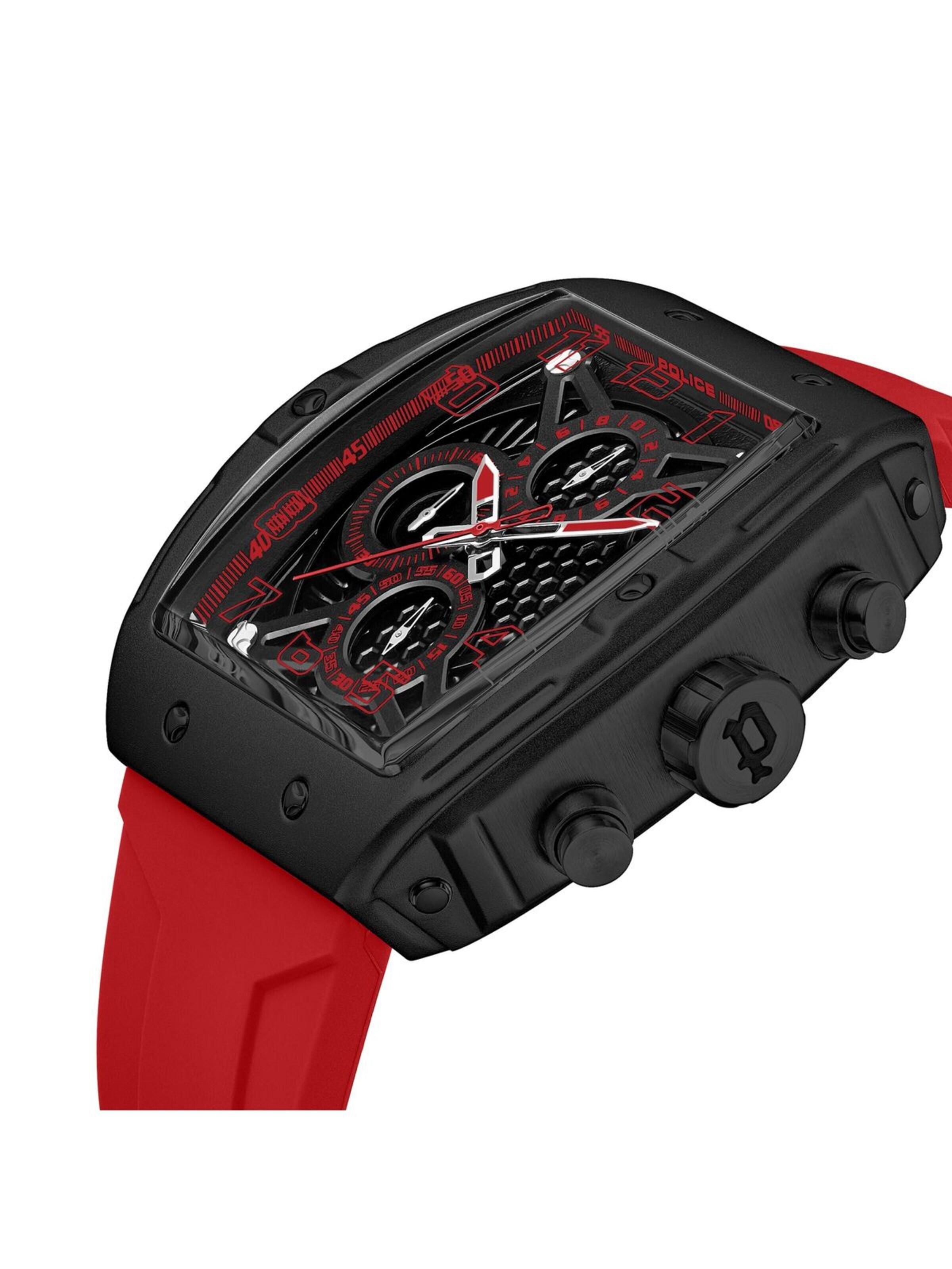 Montre à affichage analogique 'Police - Chronograph Coswig - Quartz watch movement - Watch case width: 46 mm' POLICE en rouge