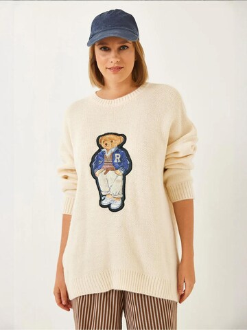 Bianco Lucci Oversized trui in Beige: voorkant