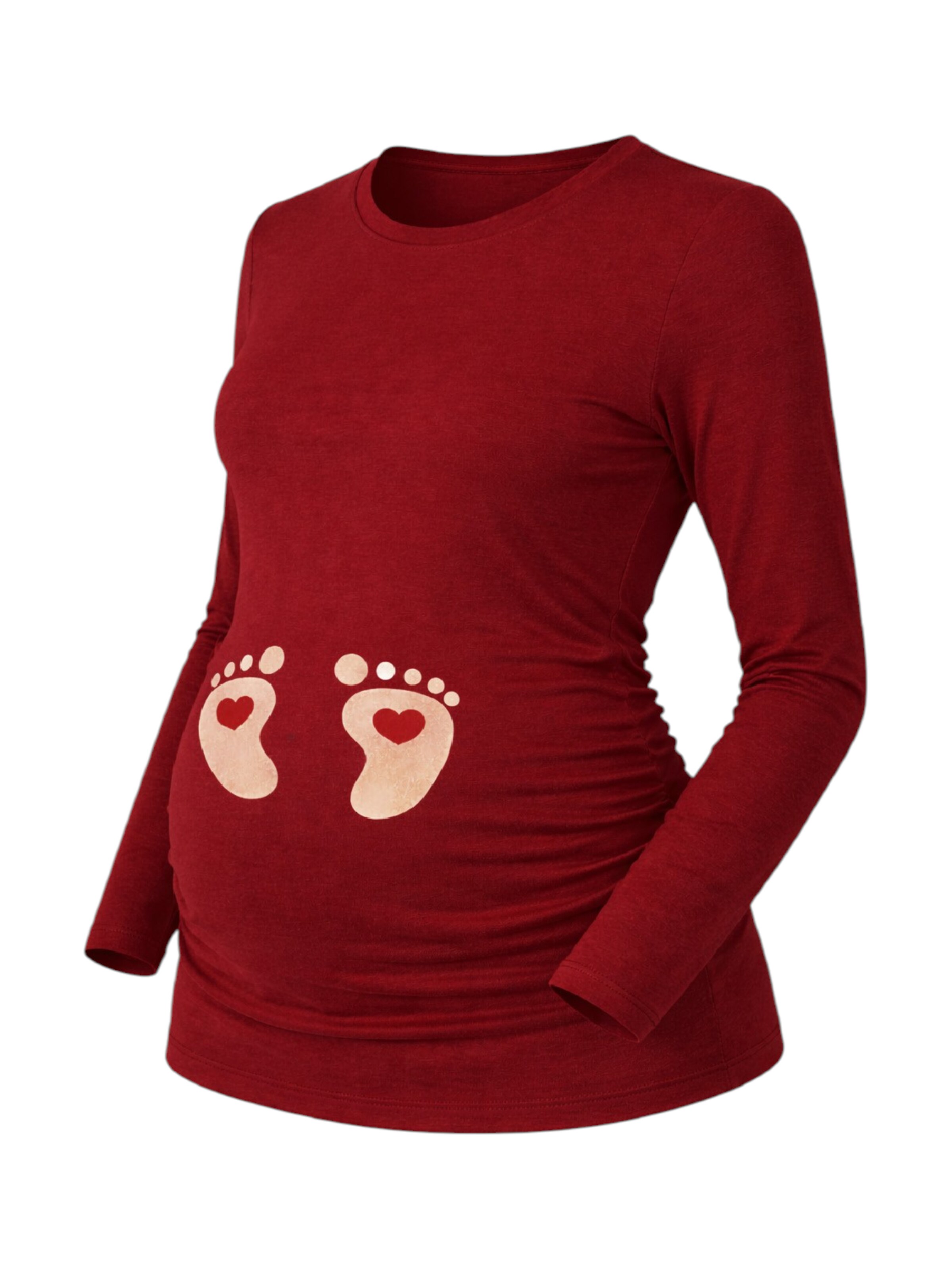 M.M.C. Shirt 'Baby Füße Umstandslangarmshirt' in Red: front