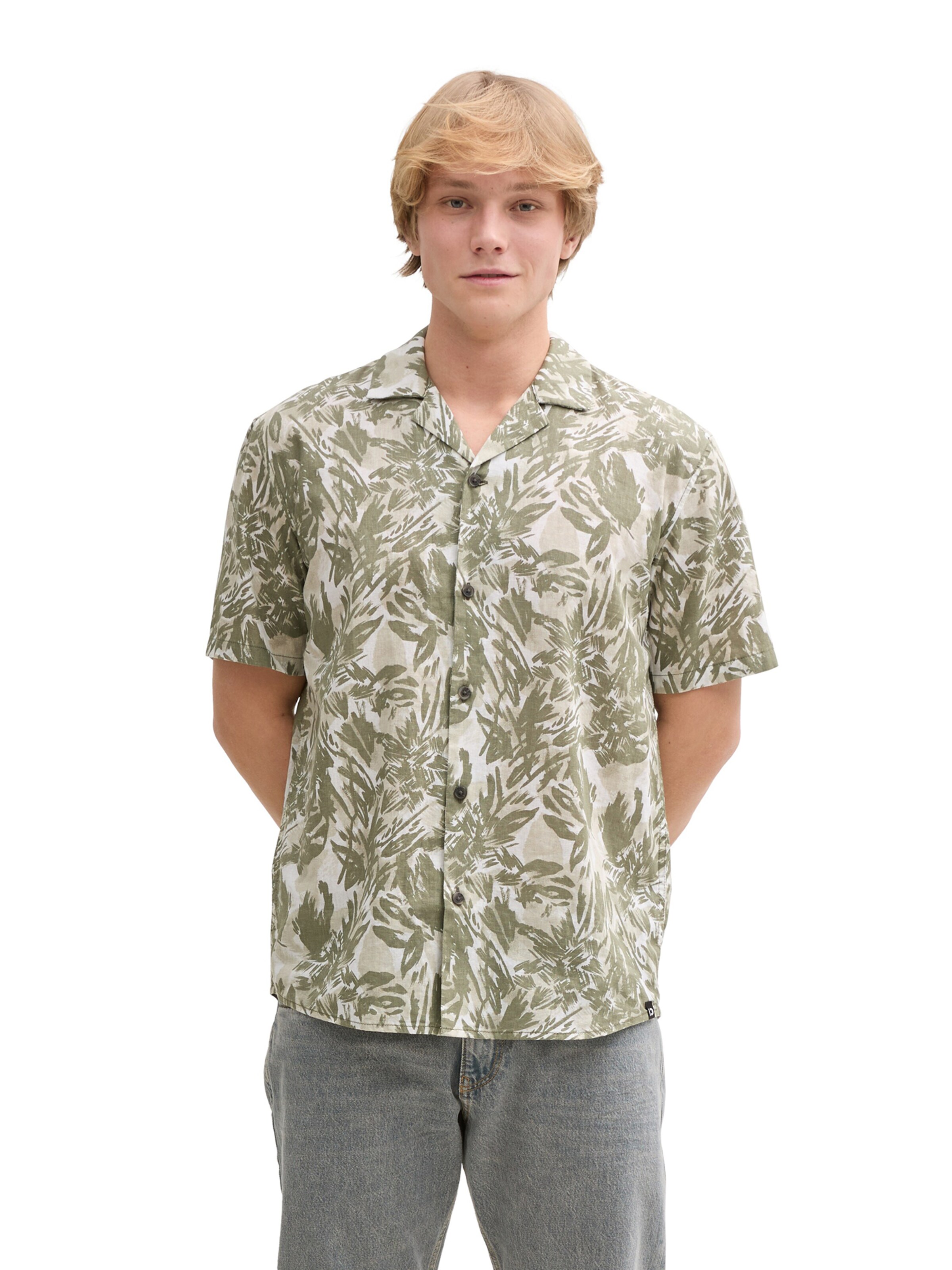 TOM TAILOR DENIM Comfort Fit Πουκάμισο σε πράσινο: μπροστά