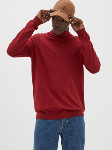 Pull&Bear Sweter w kolorze czerwony: przód